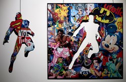 Iron Man is Pop by Auguste - Original Glazed Mixed Media on Aluminium sized 39x39 inches. Available from Whitewall Galleries